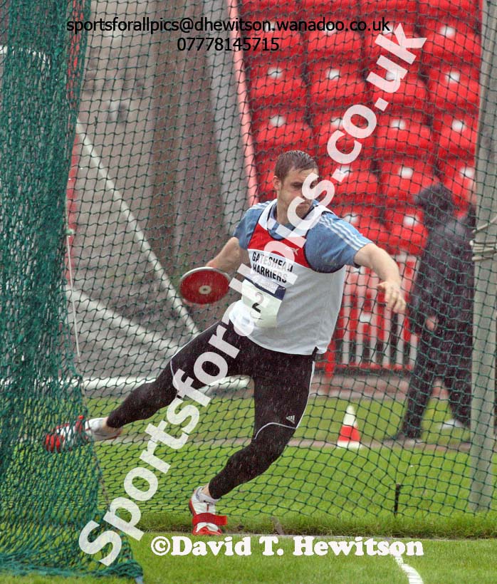 Alan Toward (Gateshead) winner of the discus, British National League, Division 1, Gateshead. Photo: David T. Hewitson/Sports for All Pics
